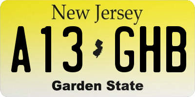 NJ license plate A13GHB