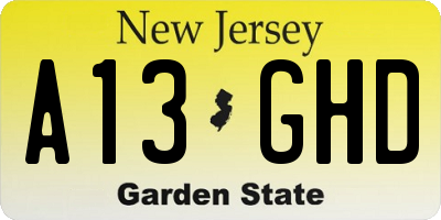 NJ license plate A13GHD