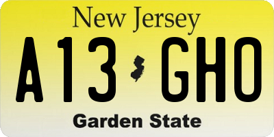 NJ license plate A13GHO