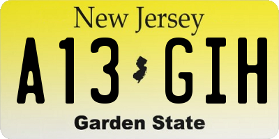 NJ license plate A13GIH