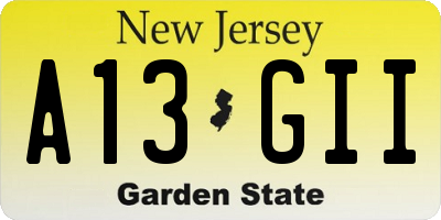 NJ license plate A13GII