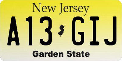 NJ license plate A13GIJ
