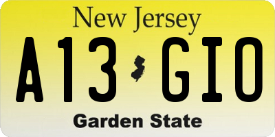 NJ license plate A13GIO