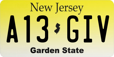 NJ license plate A13GIV