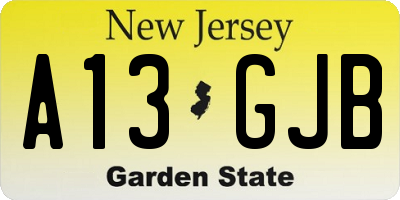NJ license plate A13GJB