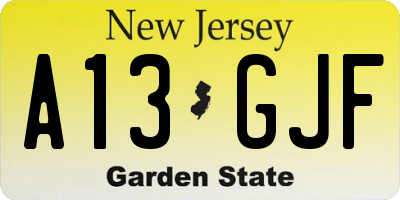 NJ license plate A13GJF