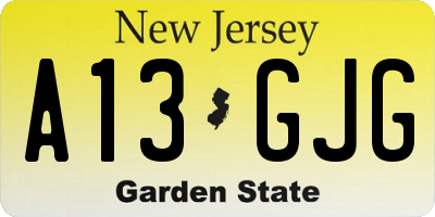 NJ license plate A13GJG