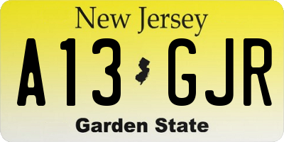 NJ license plate A13GJR