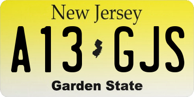 NJ license plate A13GJS