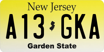 NJ license plate A13GKA