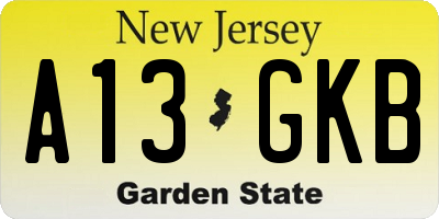 NJ license plate A13GKB