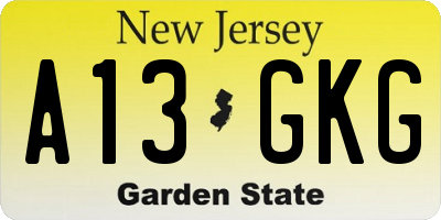 NJ license plate A13GKG