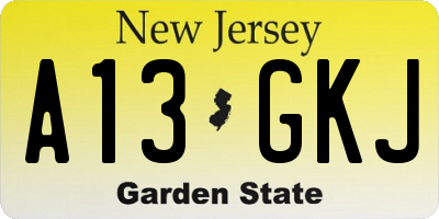 NJ license plate A13GKJ