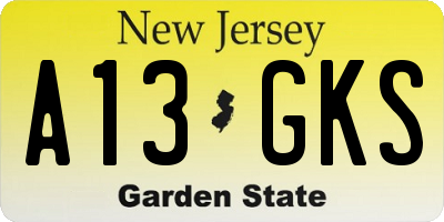 NJ license plate A13GKS