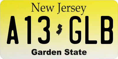NJ license plate A13GLB
