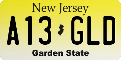 NJ license plate A13GLD