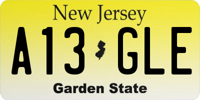 NJ license plate A13GLE