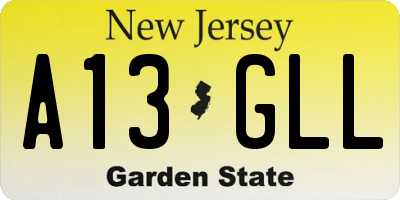 NJ license plate A13GLL