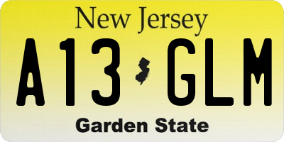 NJ license plate A13GLM