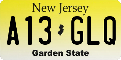 NJ license plate A13GLQ