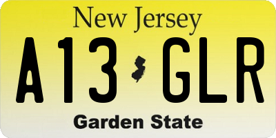 NJ license plate A13GLR