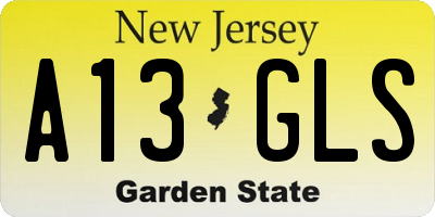 NJ license plate A13GLS