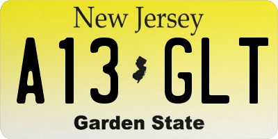 NJ license plate A13GLT