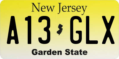 NJ license plate A13GLX