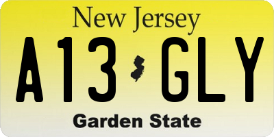NJ license plate A13GLY