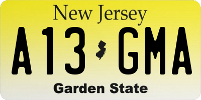 NJ license plate A13GMA