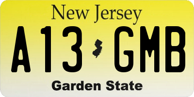 NJ license plate A13GMB