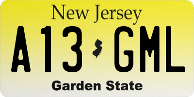 NJ license plate A13GML