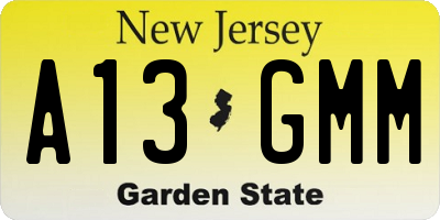NJ license plate A13GMM