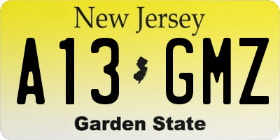 NJ license plate A13GMZ