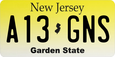 NJ license plate A13GNS
