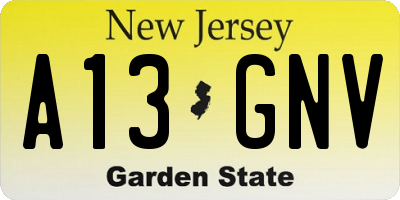 NJ license plate A13GNV