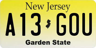 NJ license plate A13GOU