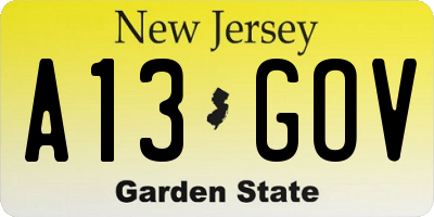 NJ license plate A13GOV