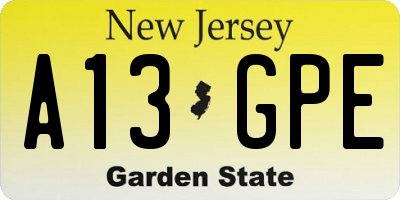 NJ license plate A13GPE