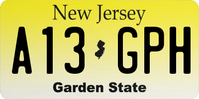 NJ license plate A13GPH