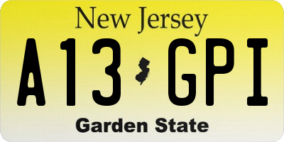 NJ license plate A13GPI