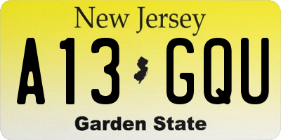 NJ license plate A13GQU
