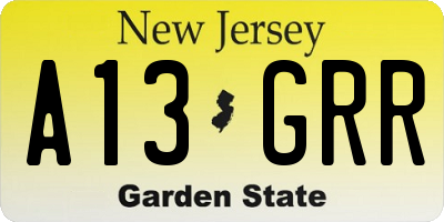 NJ license plate A13GRR