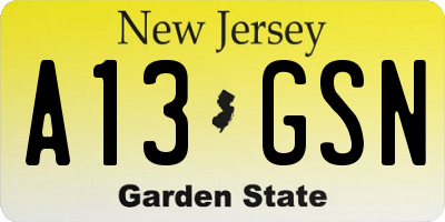 NJ license plate A13GSN