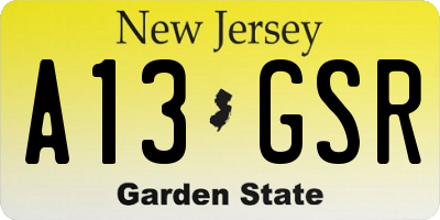 NJ license plate A13GSR