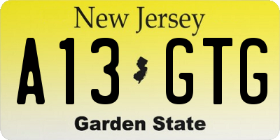 NJ license plate A13GTG