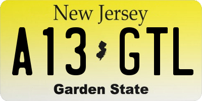 NJ license plate A13GTL