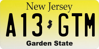 NJ license plate A13GTM
