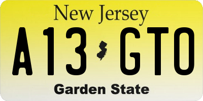 NJ license plate A13GTO