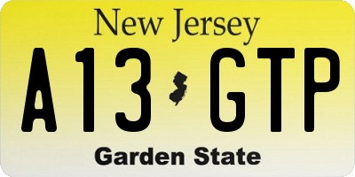 NJ license plate A13GTP